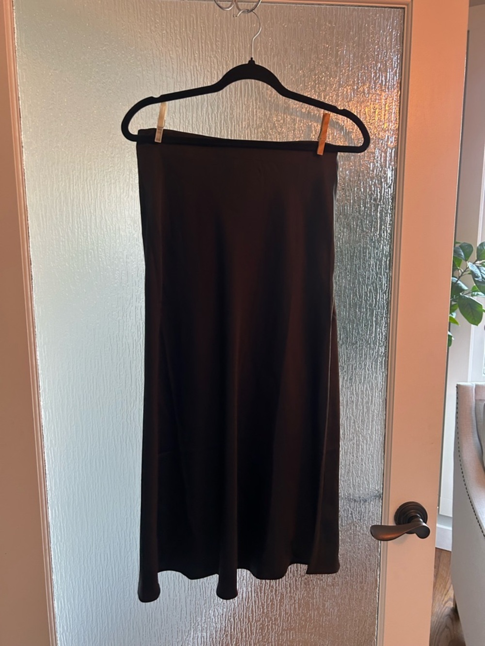 NWOT Classic Black Women’s Satin Midi Skirt